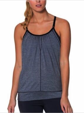 Icebreaker Merino GT 2-in-1 'Spirit' Tank Top Bluish-Gray/Black Sz S